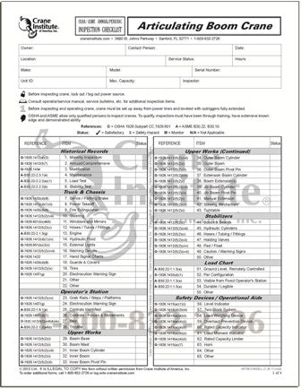 Articulating Boom Crane Annual/Periodic Inspection Checklist