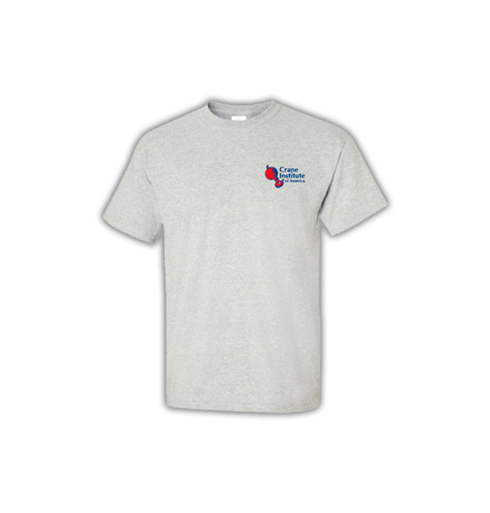 Gray Tee Shirt with Crane Logo on Front