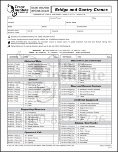 Overhead Bridge & Gantry Cranes Annual/Periodic Inspection Checklist