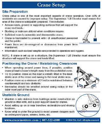Crane Setup Ready Reference Card – Training Crane Institute